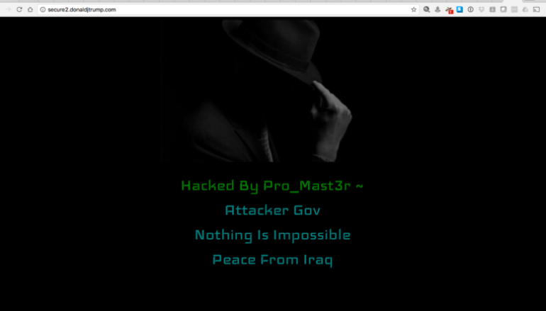 “Secure” Trump website defaced by hacker claiming to be from Iraq