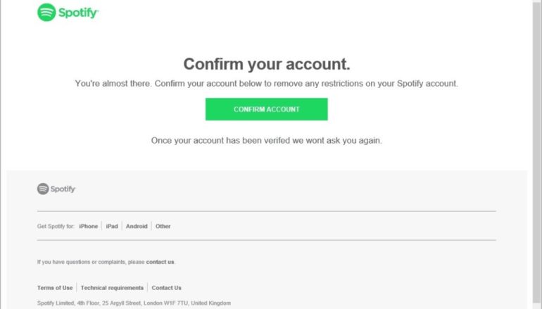 Very Trivial Spotify Phishing Campaign Uncovered by Experts