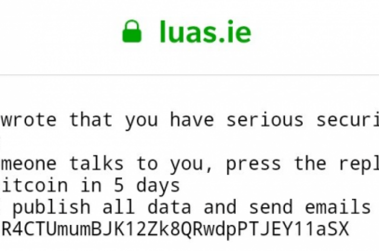 Hackers Defaced Dublin Luas Website and Demand Ransom