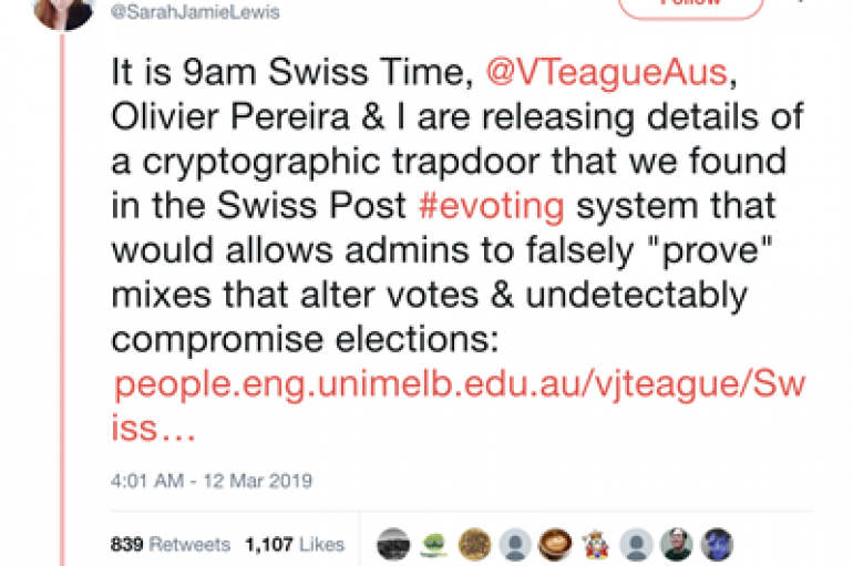 Source Code Error in Swiss Post E-Voting System