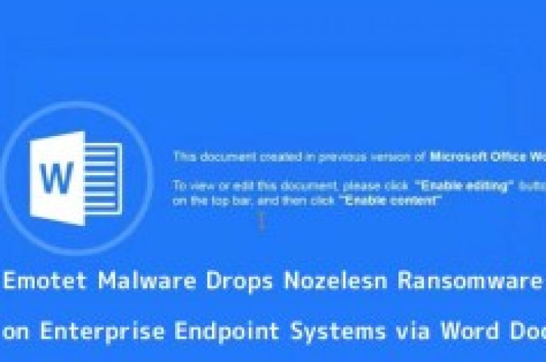 Emotet Malware Mass Attack Drops Nozelesn Ransomware on Enterprise Endpoint Systems Via Word Documents