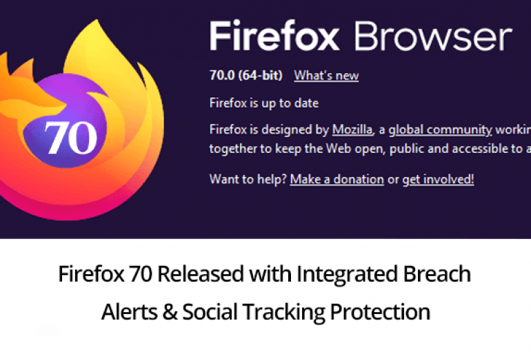 Firefox 70 Released: Added Integrated Breach Alerts, Social Tracking Protection & Fixed 9 Security Bugs