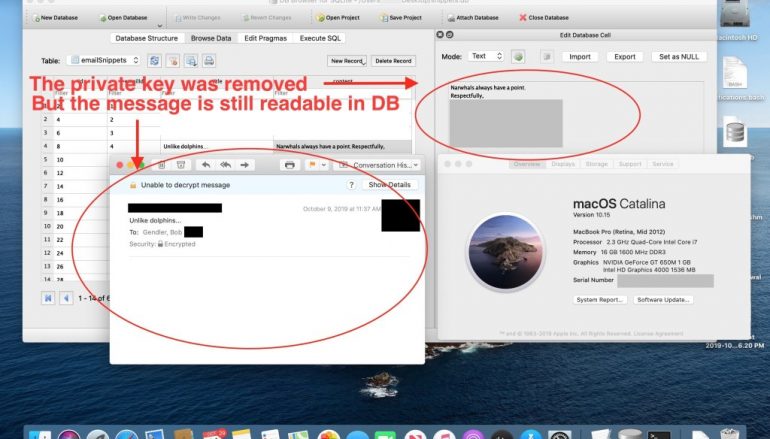 Apple Mail Stores Parts of Encrypted Emails in Plaintext DB