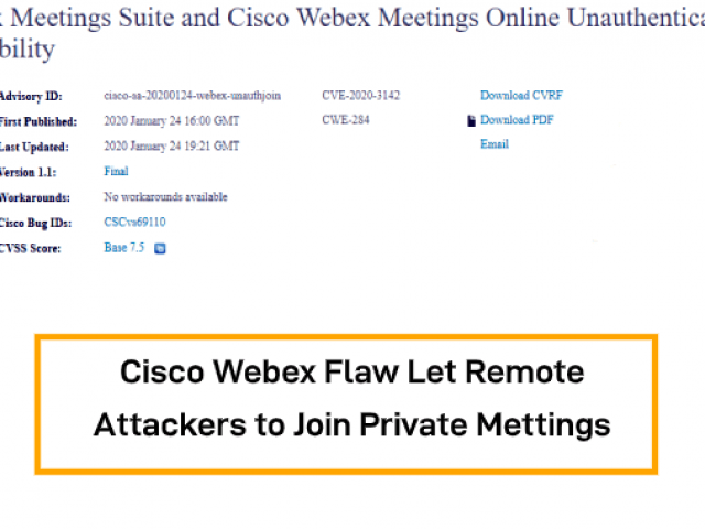 Cisco Webex Flaw Let Unauthenticated Remote Attackers to Join Private