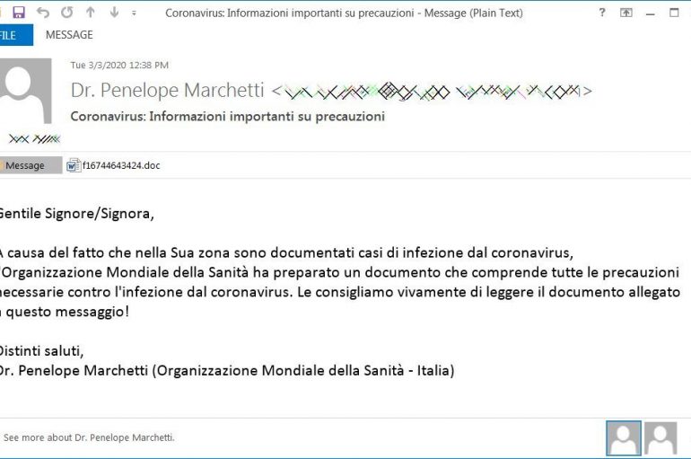 TrickBot Targets Italy using Fake WHO Coronavirus Emails as Bait
