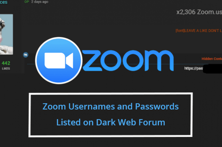 Thousands of Compromised Usernames and Passwords of Zoom Accounts Listed on Dark Web Forum