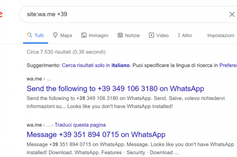 Google is Indexing the Phone Numbers of WhatsApp Users Raising Privacy Concerns